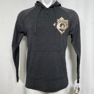 Pittsburgh Pirates Baseball Cooperstown Henley Gray Hoodie Men's SMALL NWT